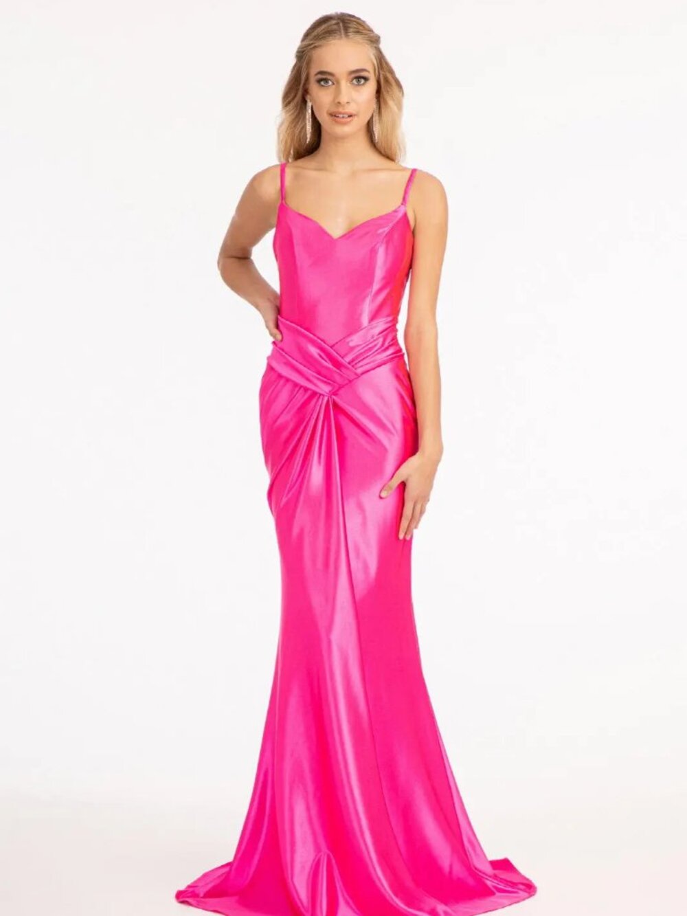 NEW FUCHSIA Satin Sweetheart Evening Gown Floor Length GL3044